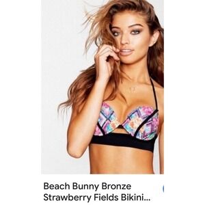 Beach Bunny Bronze Strawberry Fields Floral Print Push Up Bikini Top,‎ size XL